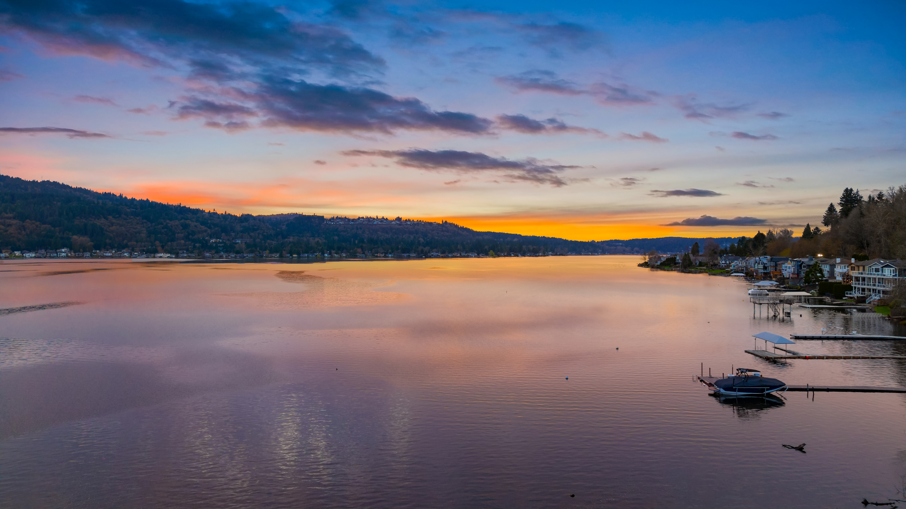 Sunset over Lake Sammamish from 4309 E Lake Sammamish Pkwy SE