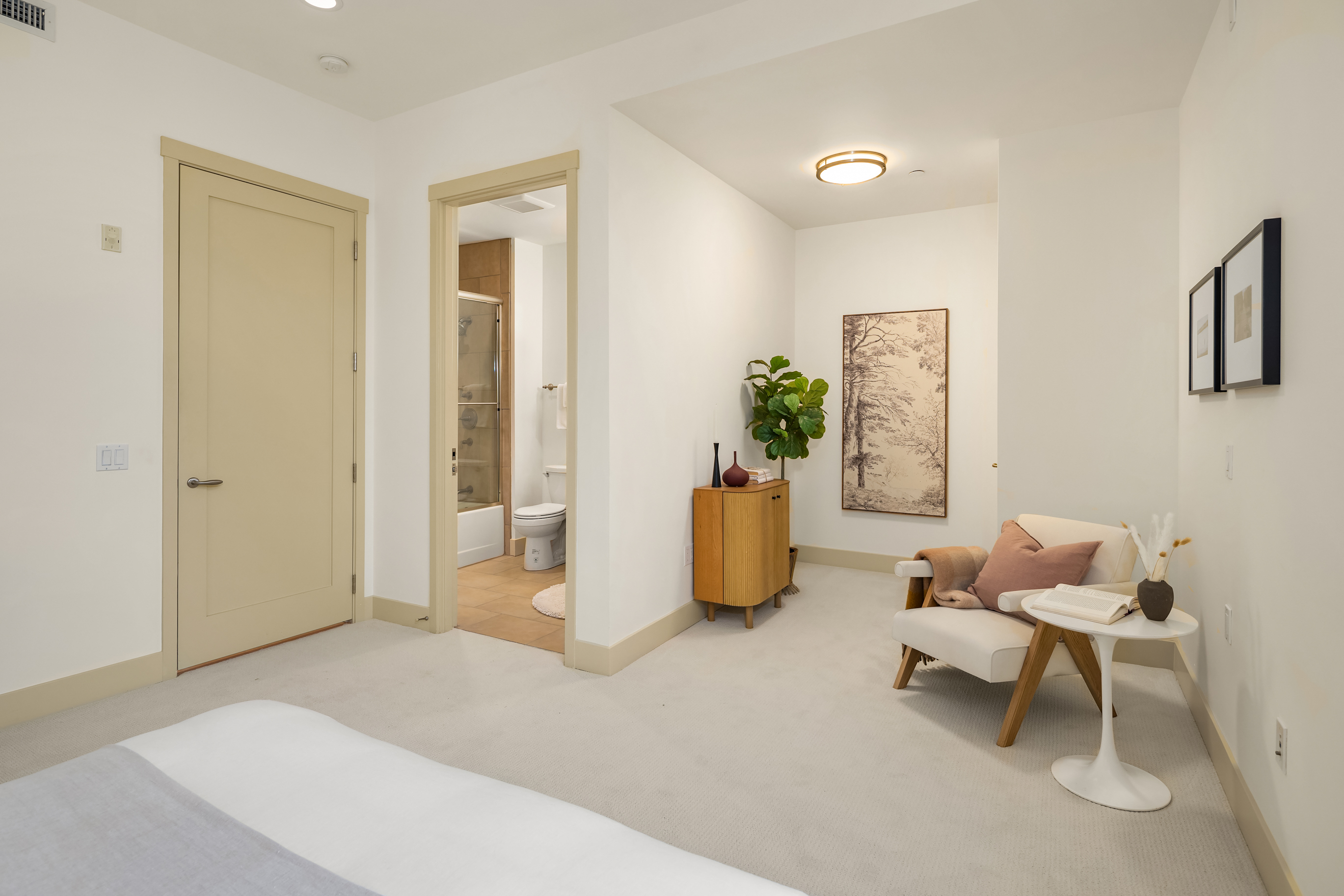 Home at dusk with illuminated windows